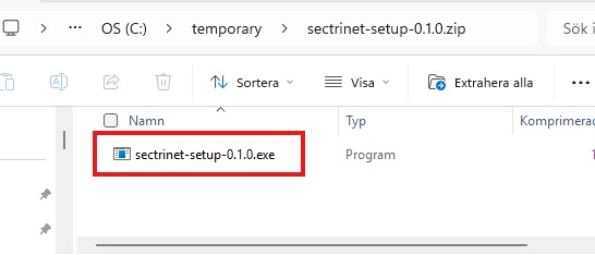 Steg 4: Zip-filen öppnas och visar .exe-filen